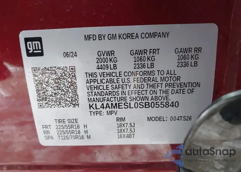 2025 Buick Encore Gx Sport Touring Awd из США, поврежденный, VIN KL4AMESL0SB055840